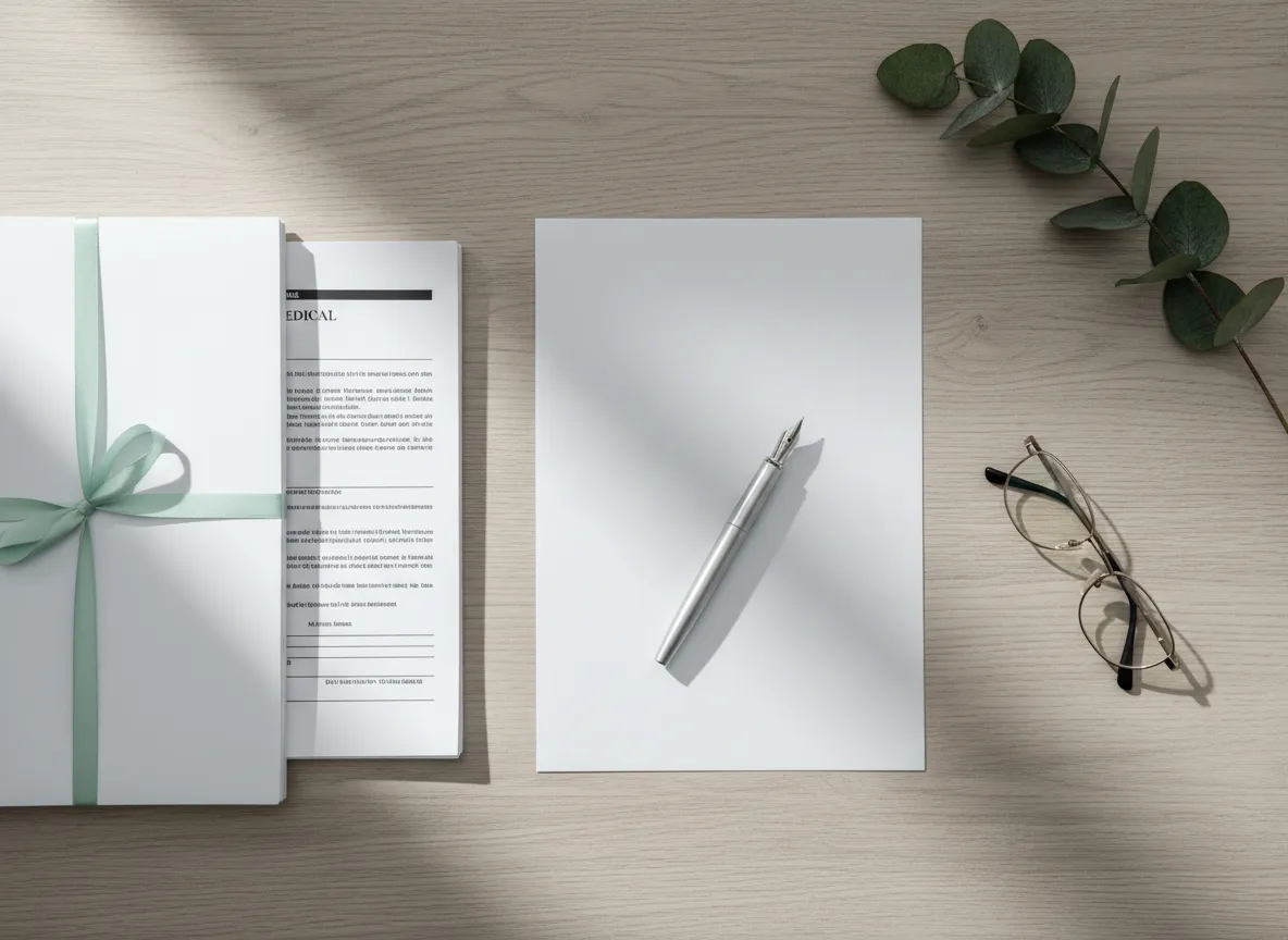 Documents neatly organized on a table