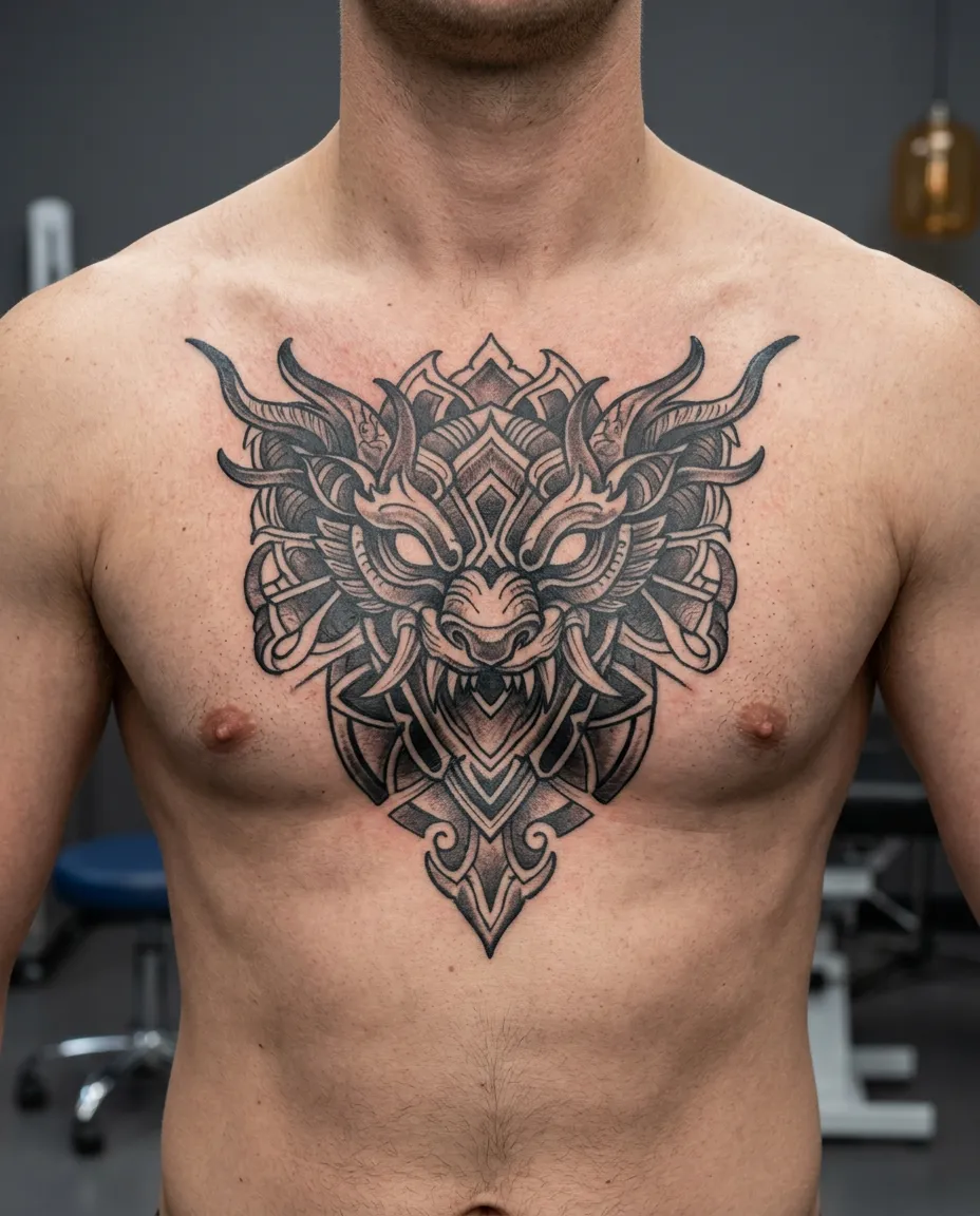 Before photo of chest tattoo removal process