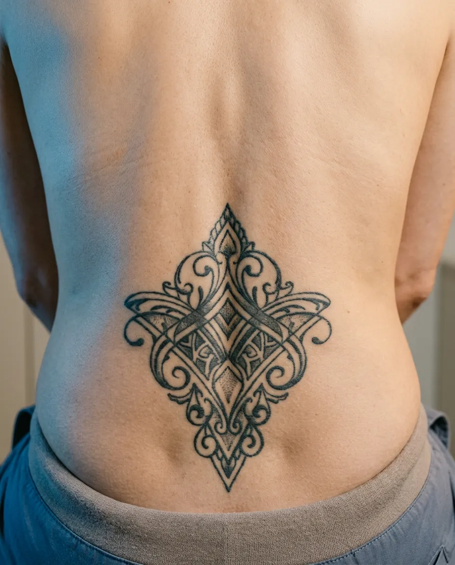 Before photo of lower back tattoo removal