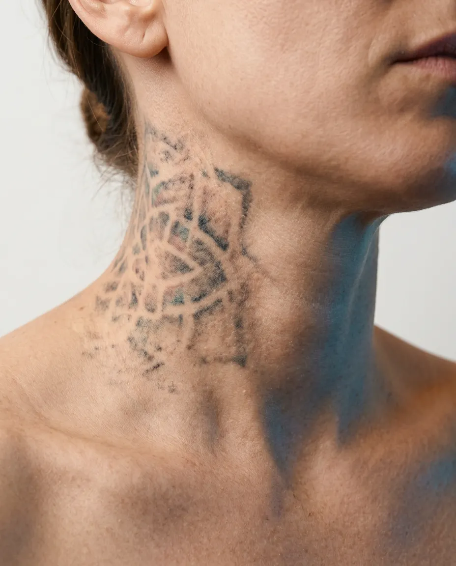 After photo of neck tattoo removal