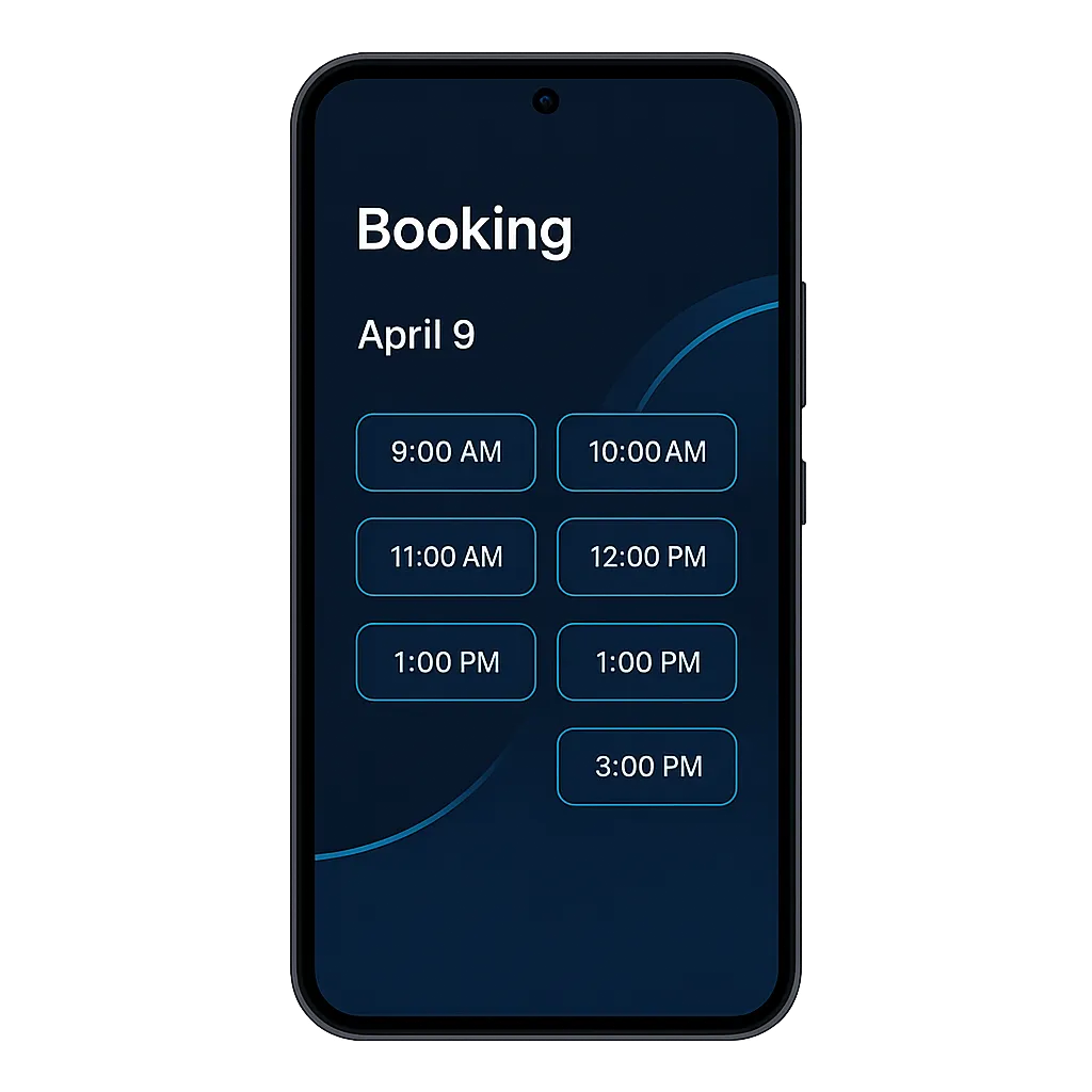 Mobile interface showing auto-booking estimate tool
