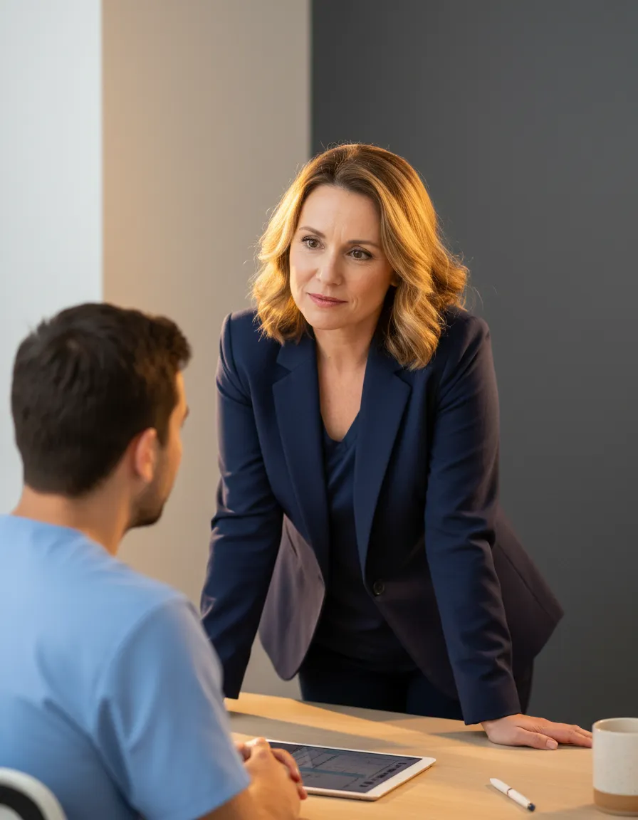 Manager coaching a frontline staff member