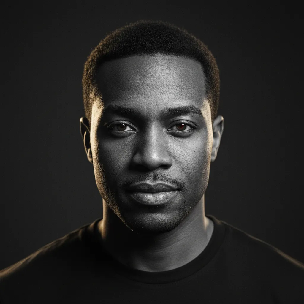 Black and white portrait of Marcus Vanguard