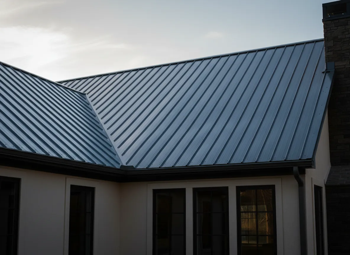 Standing seam metal roof close-up