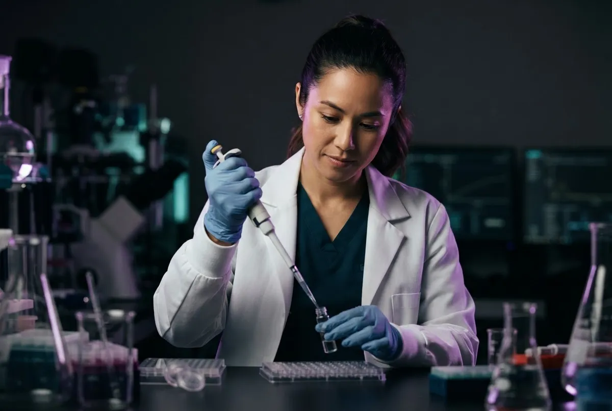 STEM Careers exploration with professional laboratory technician conducting scientific research