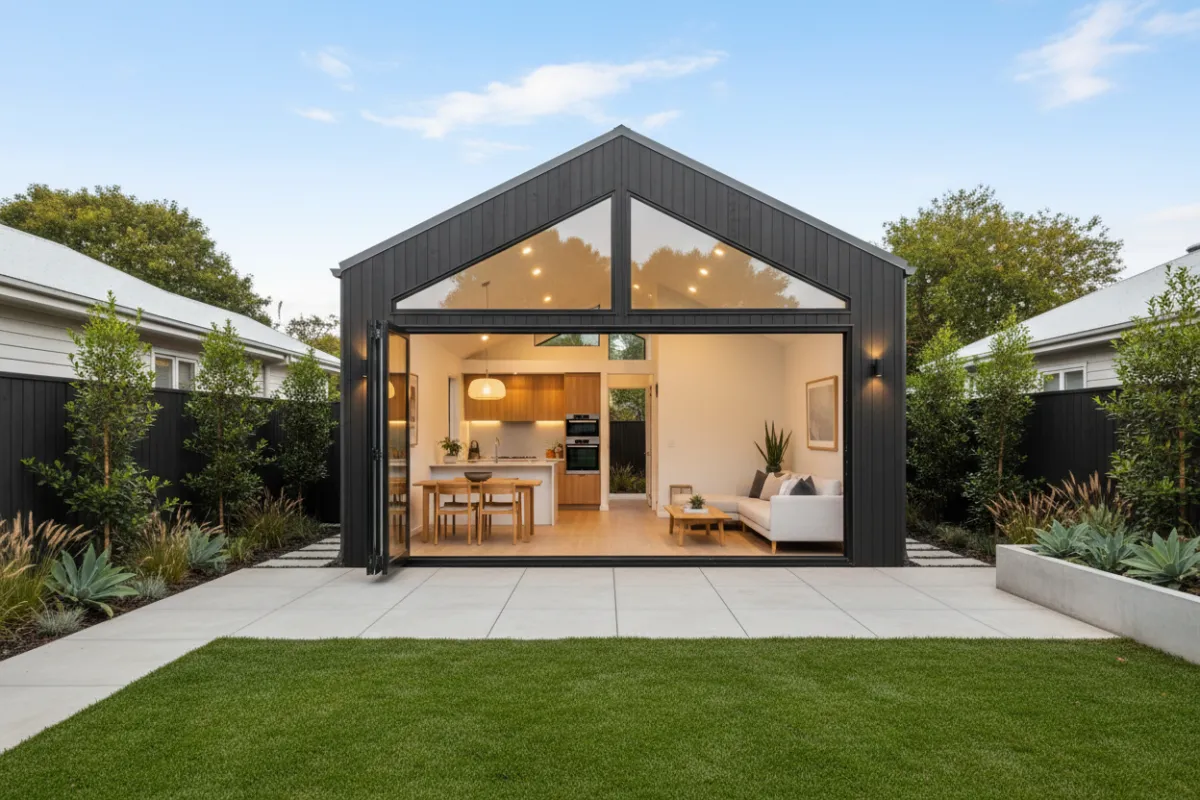 Modern backyard ADU with patio