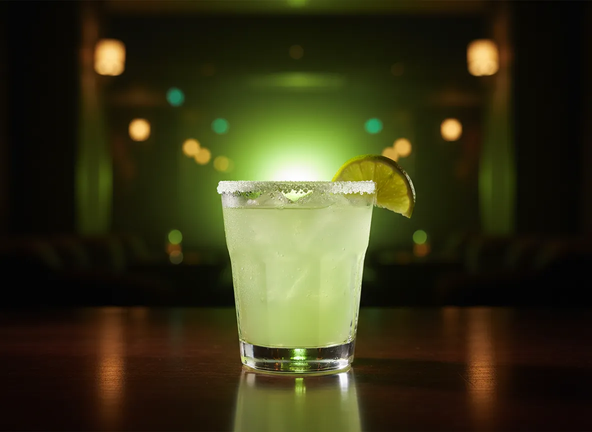 Signature glowing cocktail caipirinha spotlight