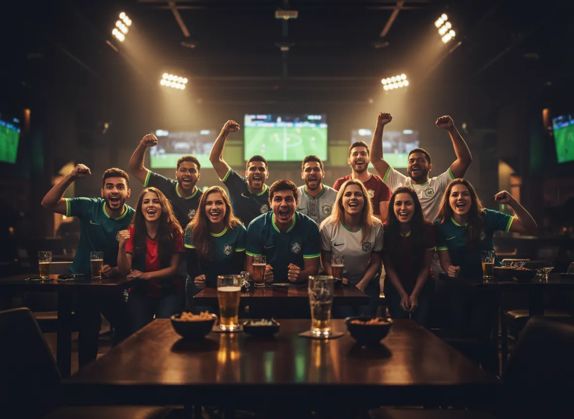 Stadium lighting and fans watching live soccer game