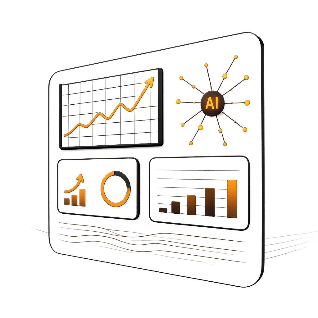 AI Analytics Dashboard showing revenue growth metrics