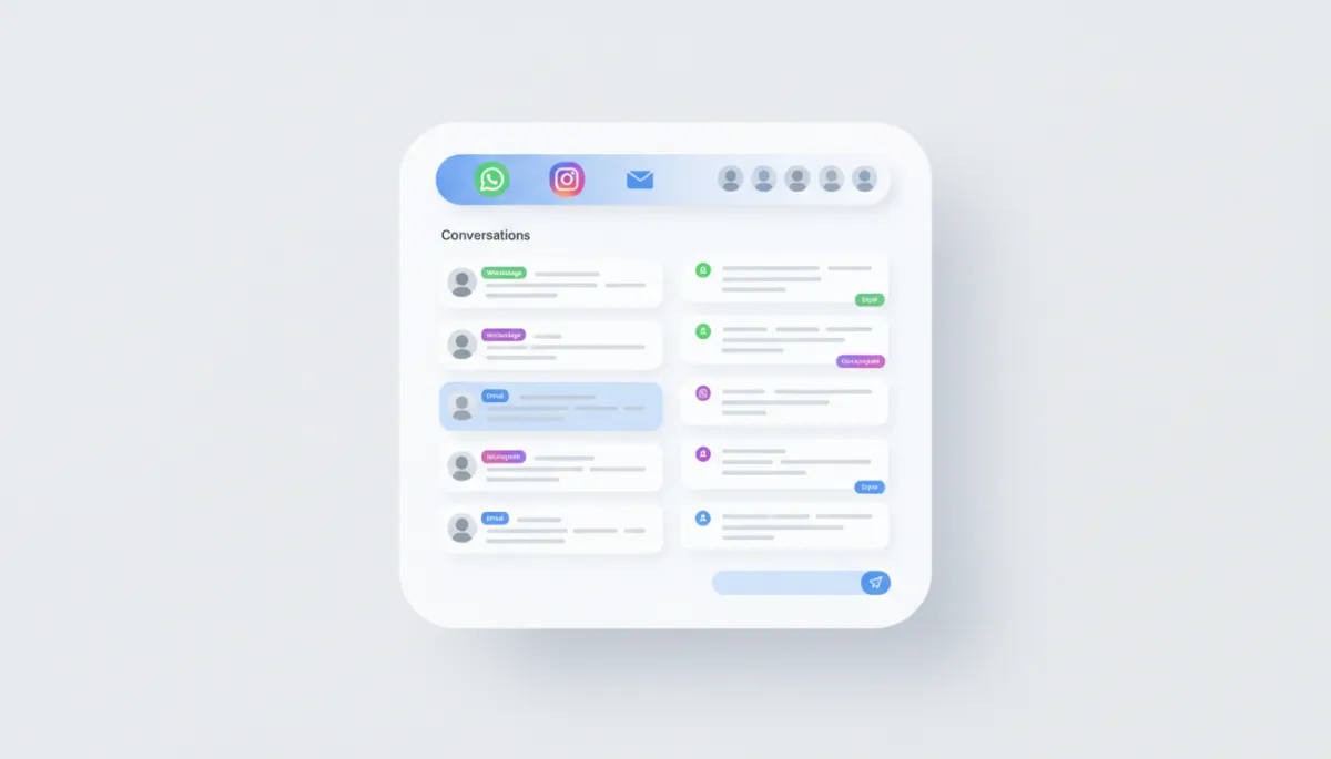MAYBEL unified inbox interface mockup