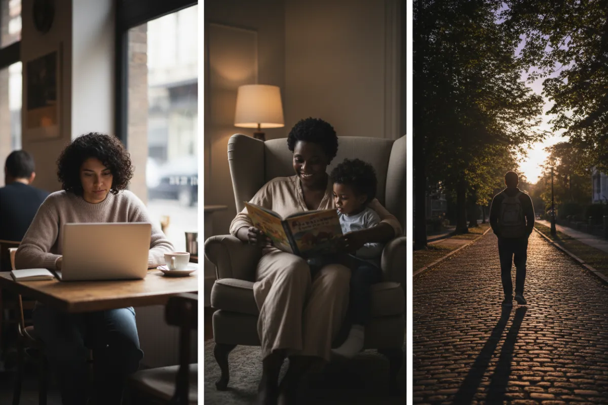 Busy professionals, caregivers, and creatives moving through their day with calm, steady energy.