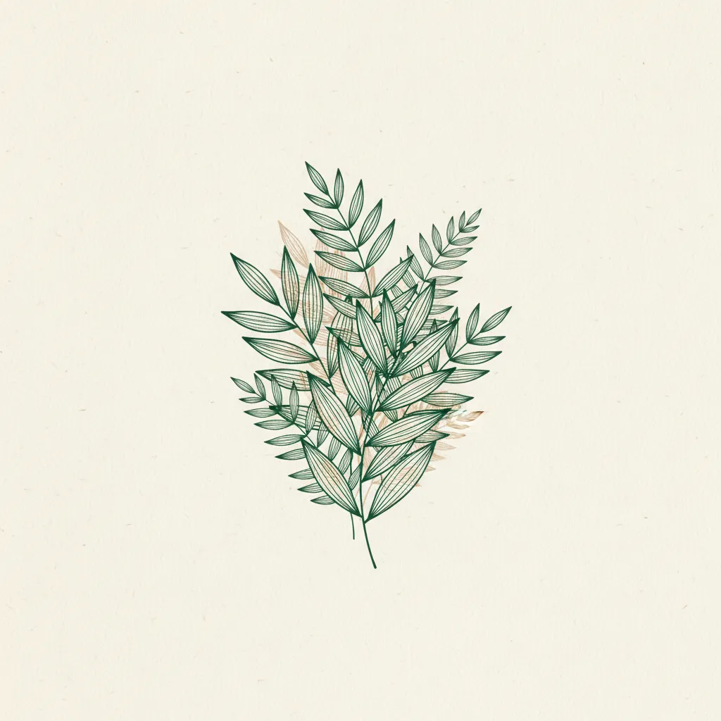 Botanical line art illustration of leaves