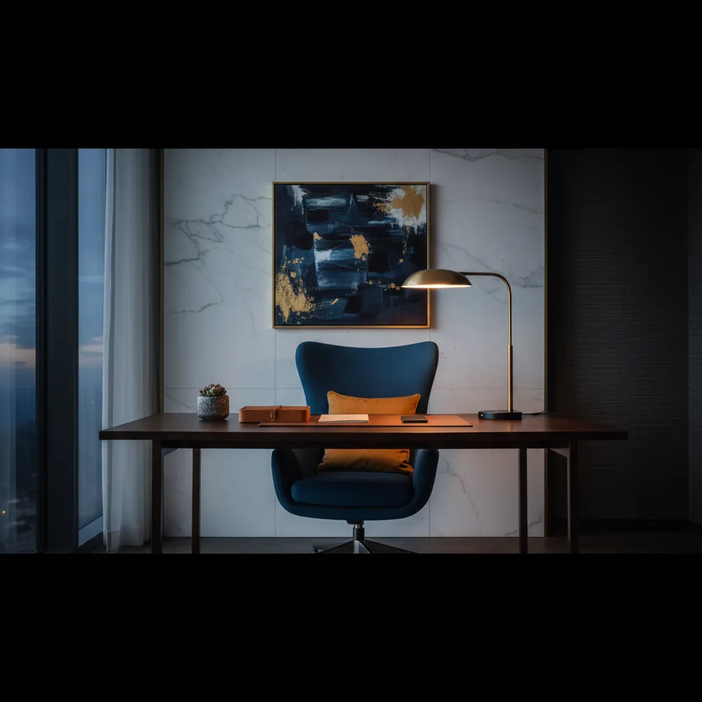 Sleek dedicated workspace in a luxury apartment