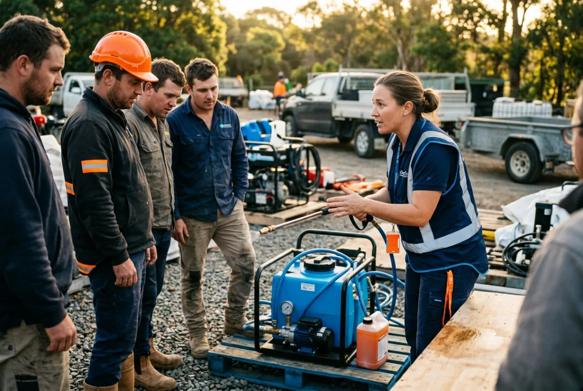 Hands-on contractor technical workshops, nozzle theory, and chemical mixing classes