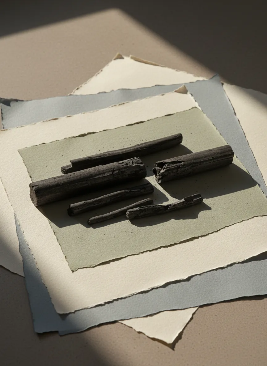 Tactile, subtle photo showing art textures and creative materials