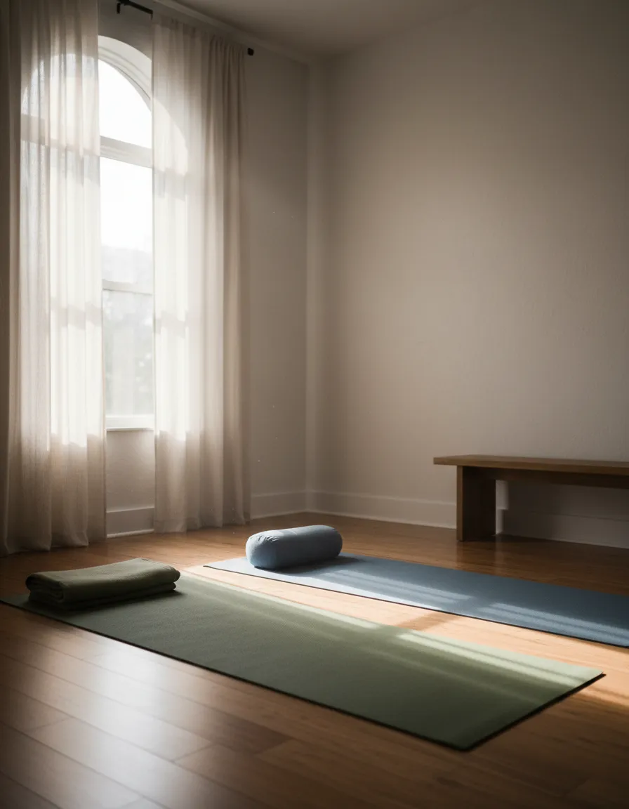 A calm, beautiful practice space for yoga workshops