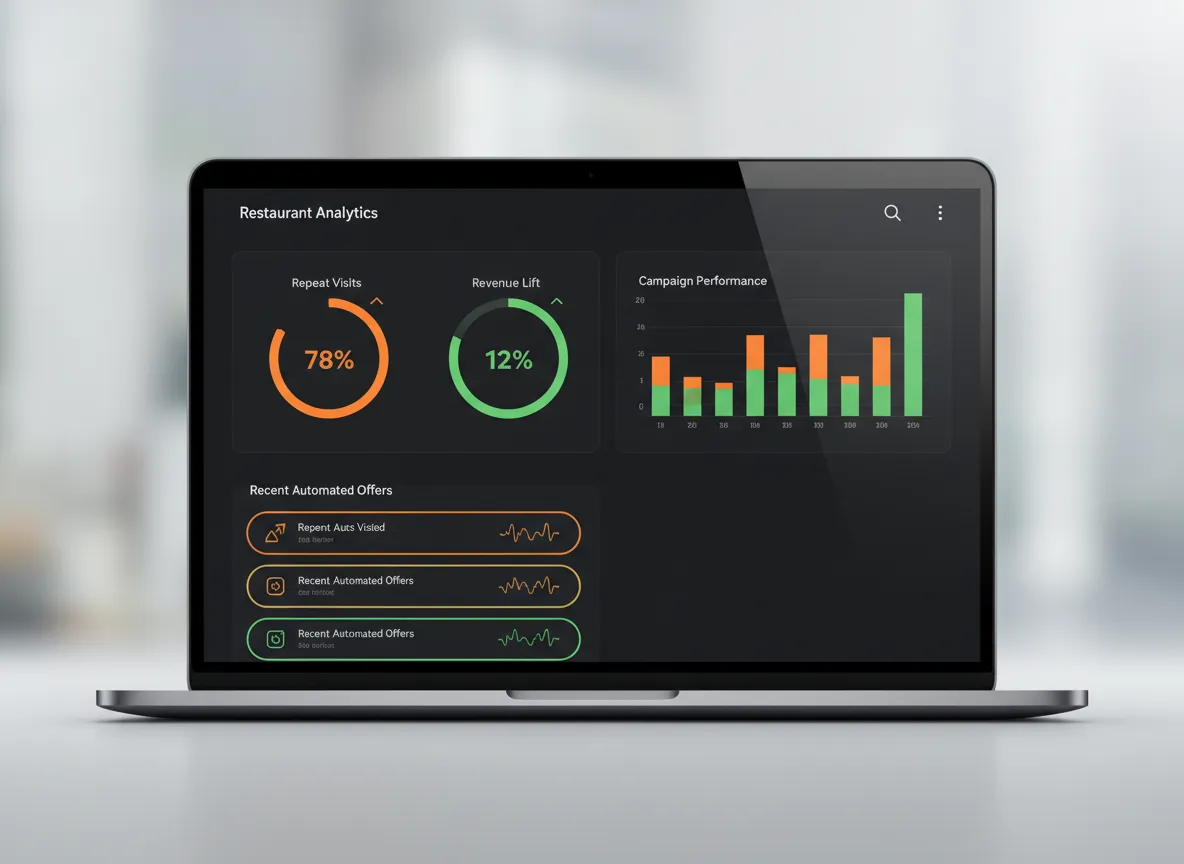Dashboard showing campaign performance, repeat visits and ROI