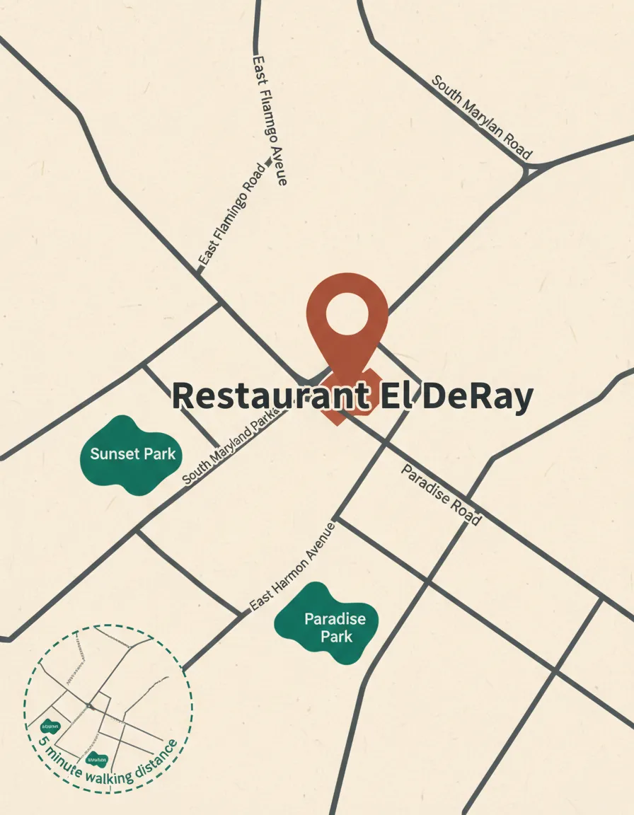 Map placeholder showing Restaurant El DeRay location on South Maryland Parkway in Las Vegas