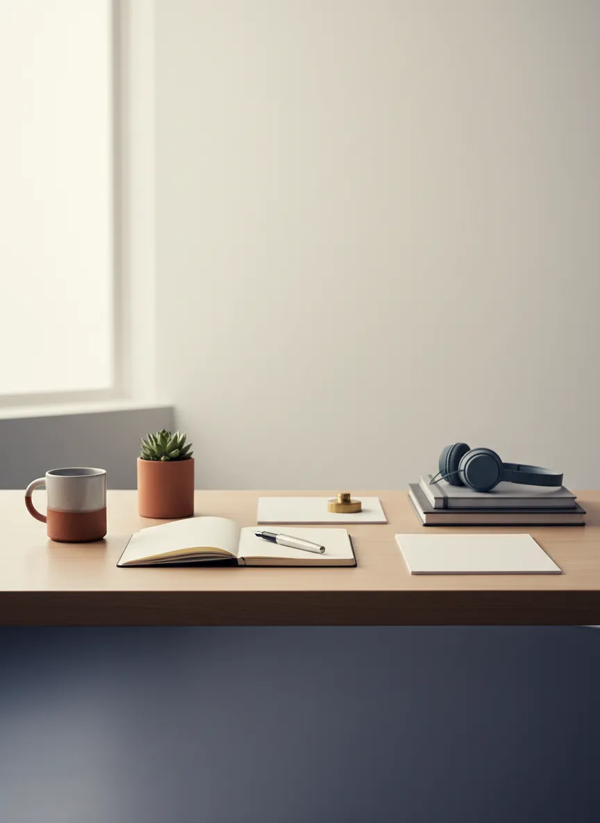 Organized, calm desk space representing clarity and boundaries