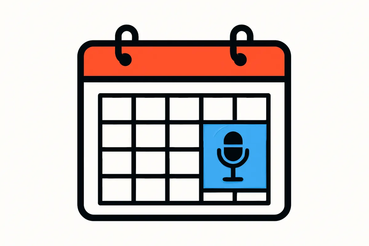 Illustrated booking calendar with microphone icon
