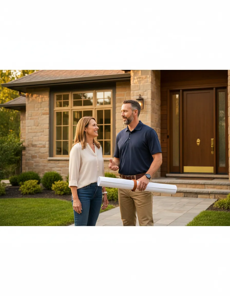 Contractor meeting with local homeowners