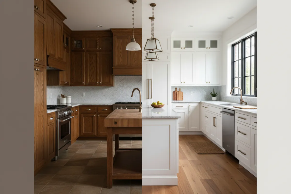 Classic Oak to Bright White Modern Kitchen Transformation