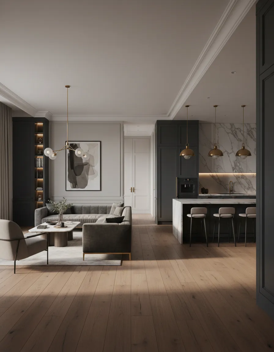 Luxury residential interior remodel showing architectural details