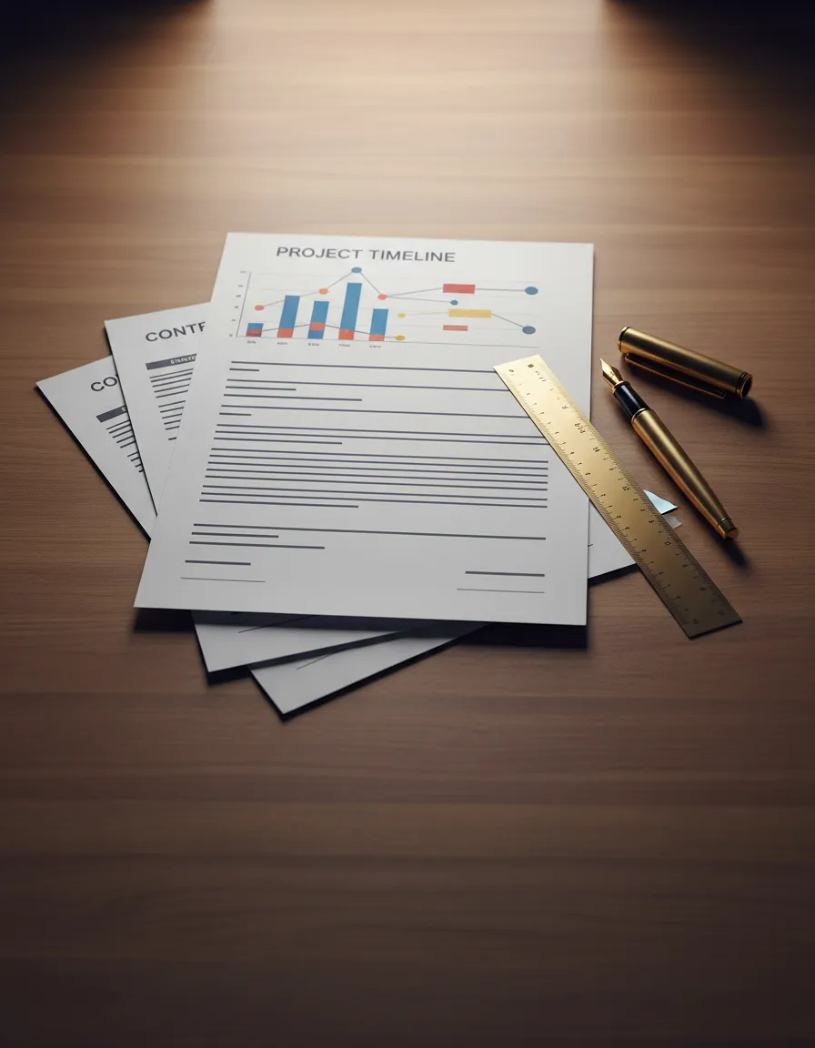 Project timeline and structured contract documents for a home remodel