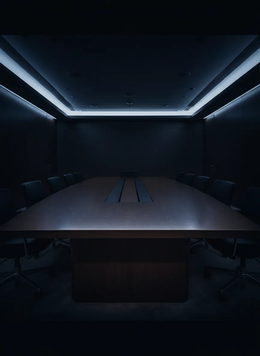 Desaturated high-contrast image of a senior executive environment