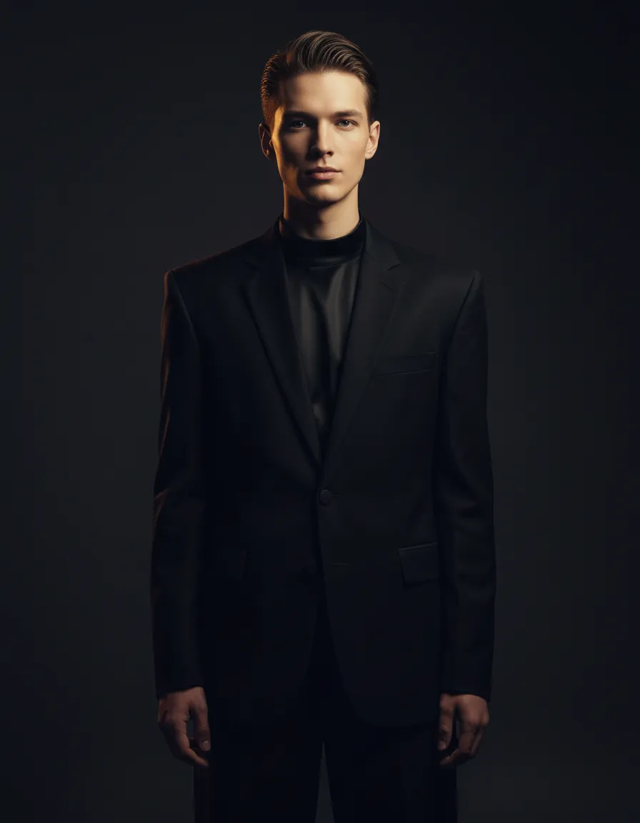 Editorial portrait in studio lighting