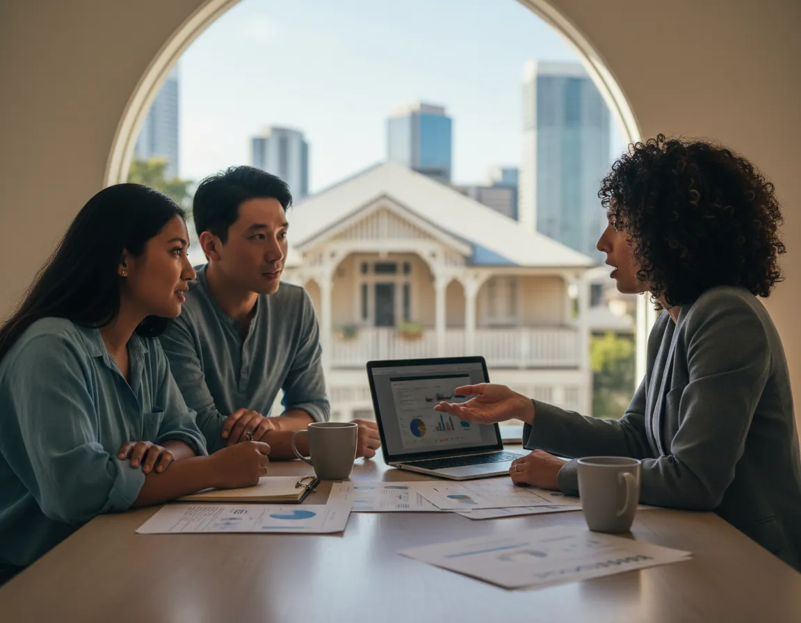 Local Brisbane property and mortgage advisor meeting with clients
