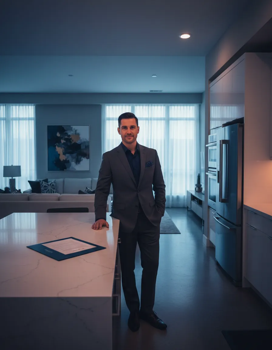 A subtly intimidating real estate negotiation or open house scenario