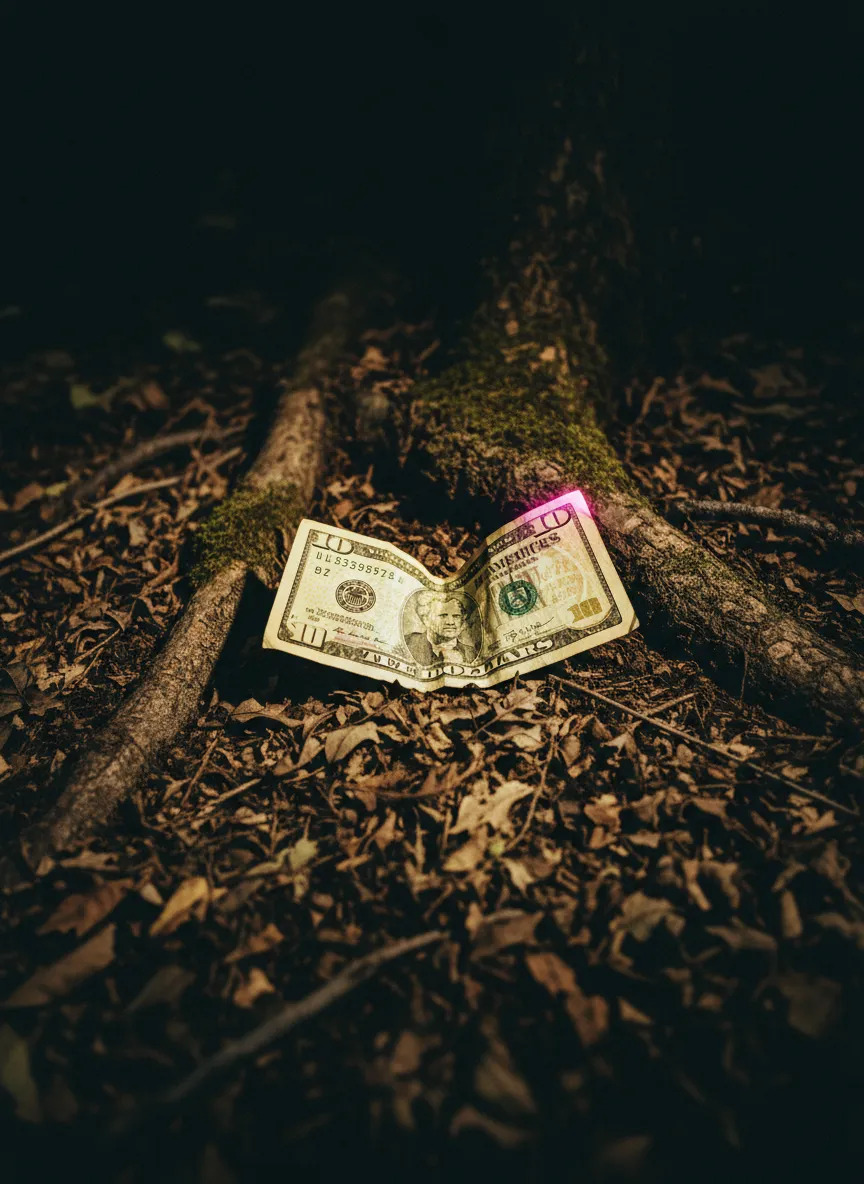 Clinical evidence photo of the anomalous 10 dollar bill