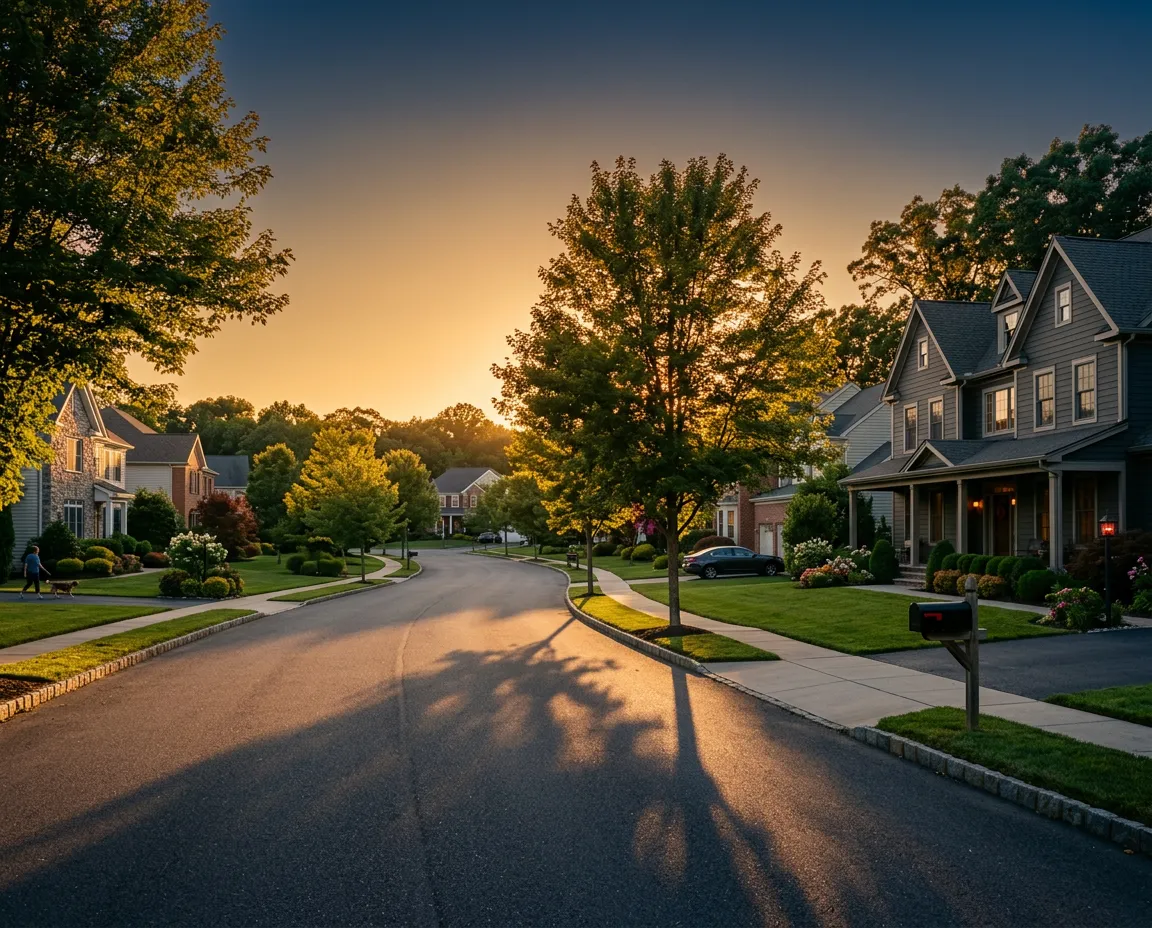 Secure suburban neighborhood in Franklin, New Jersey with professional home security