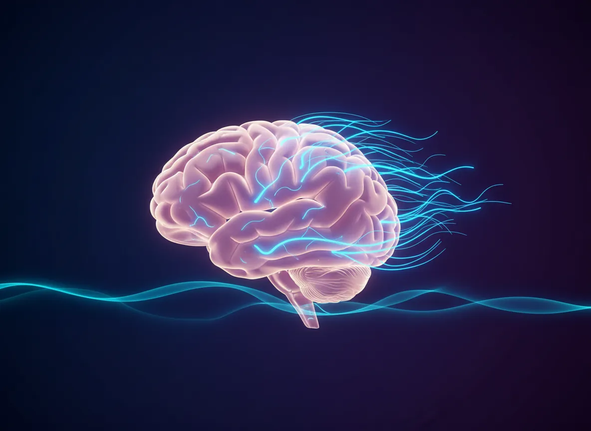 رسم تجريدي للدماغ والأمواج العصبية