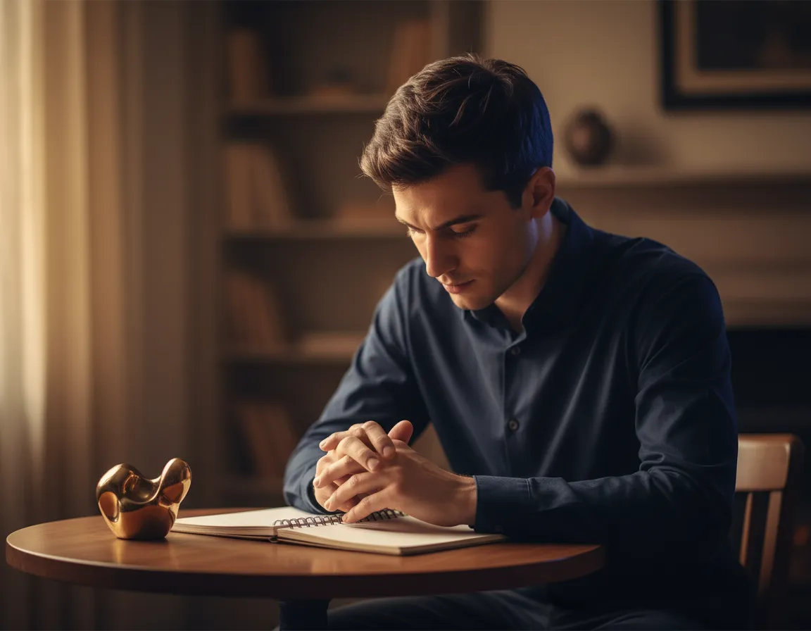 A person reflecting thoughtfully