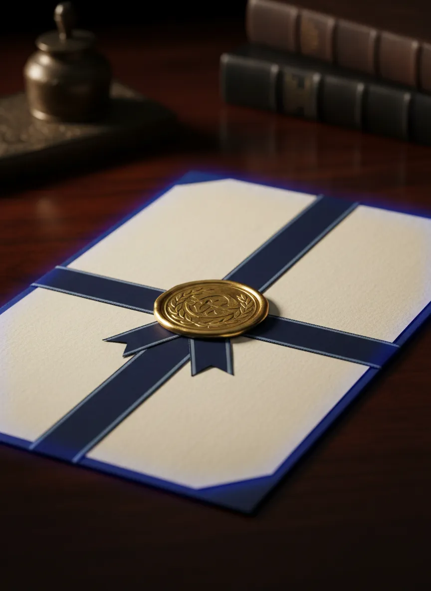 Official document with golden seal for apostille services