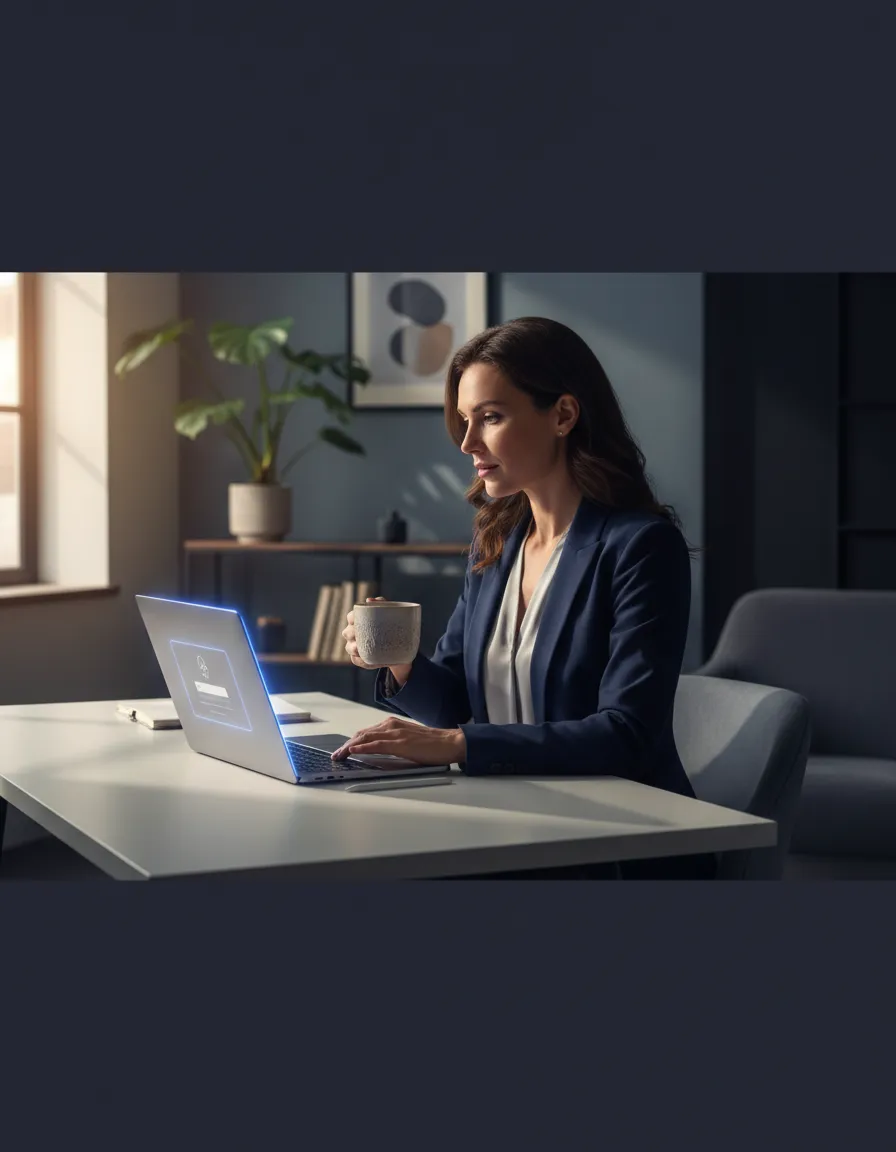 Professional completing a remote online notarization from home