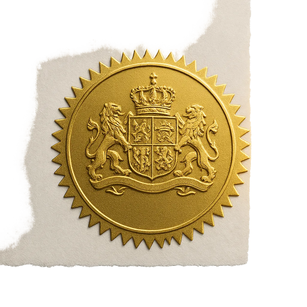 Gold legal seal on a folded international document for Colombia apostille
