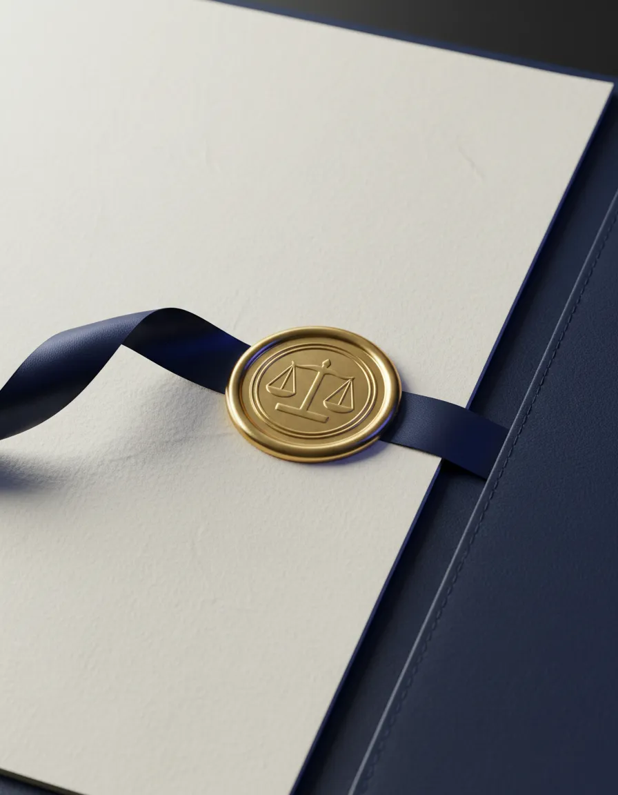 Premium close-up of a stamped international business document in Doral