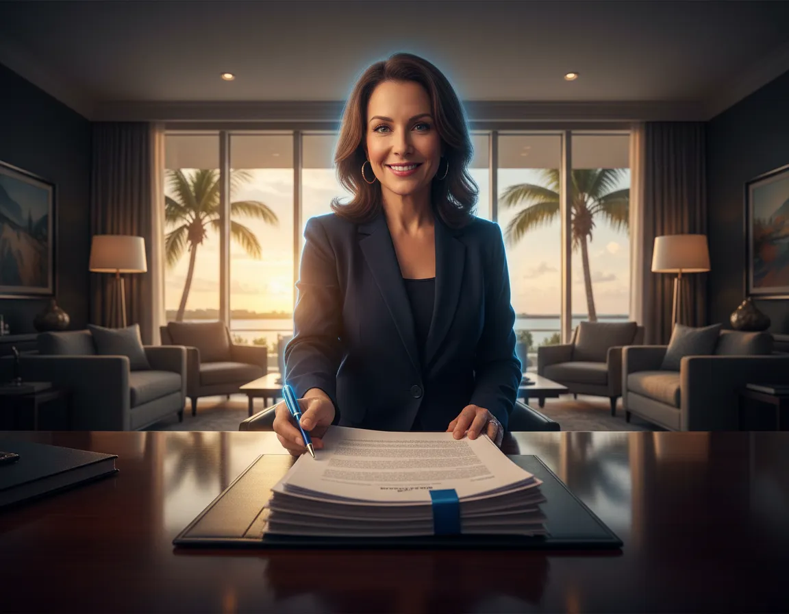 Mobile Notary arriving at an office for family law document execution