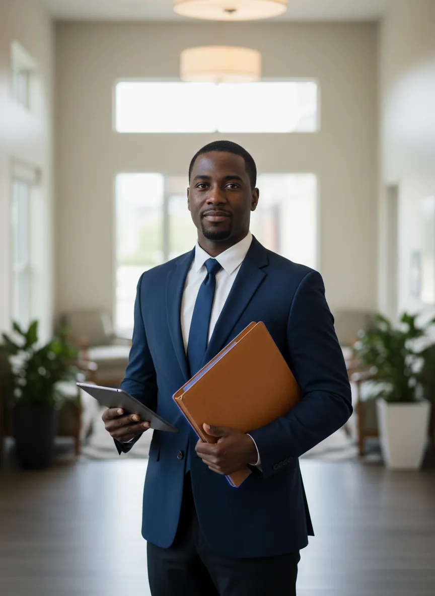 Professional mobile notary in a calm healthcare setting in Kendall