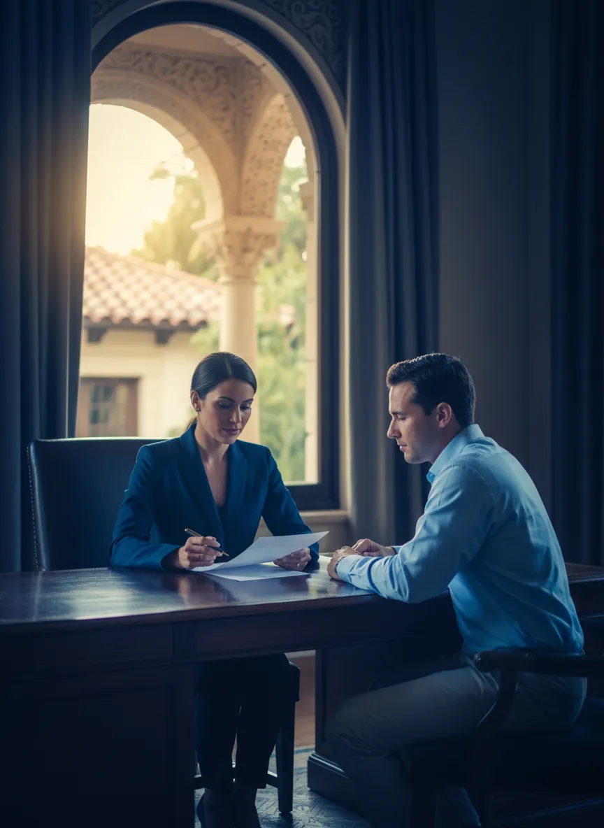 Professional signing meeting in an upscale Coral Gables office