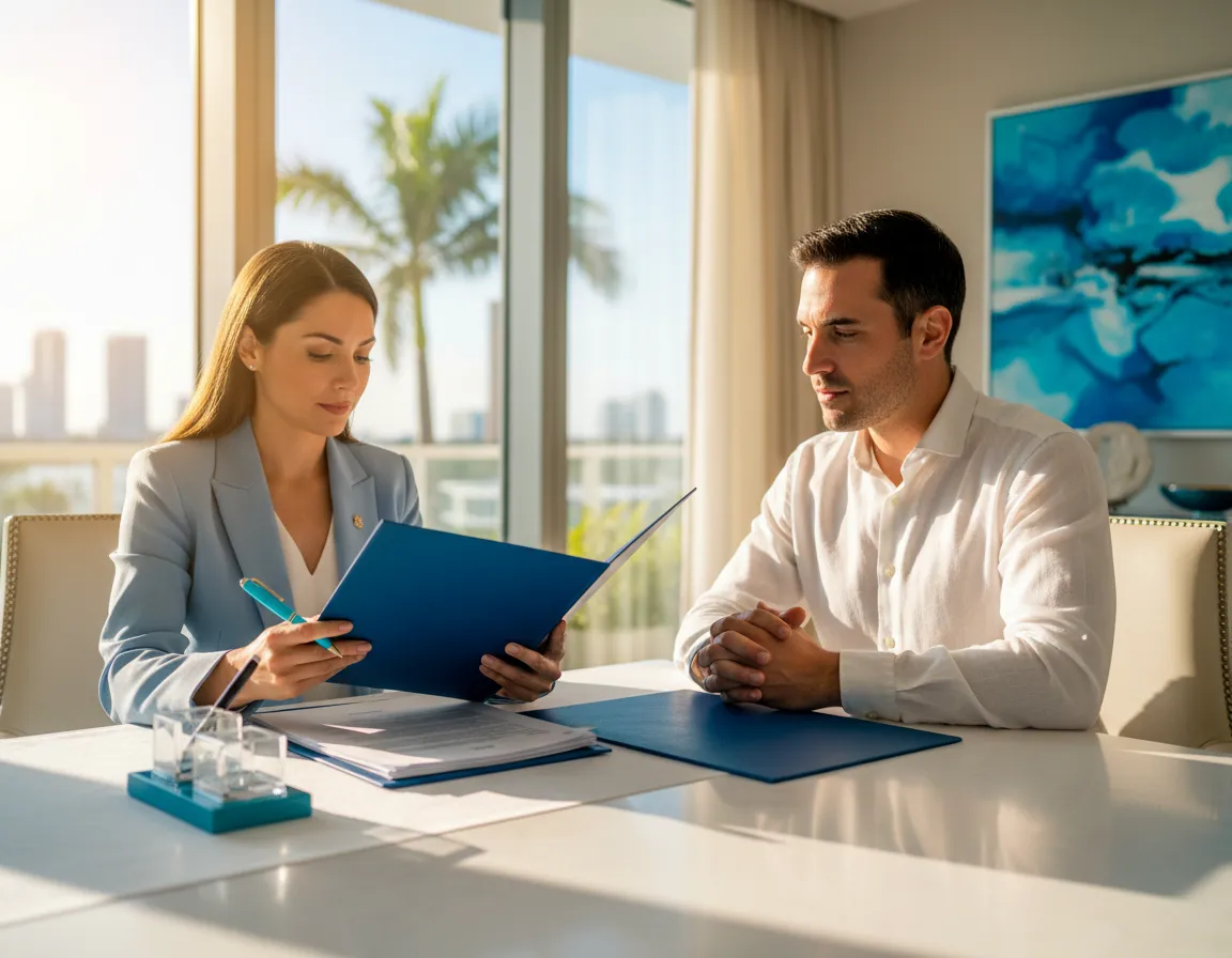 Mobile notary conducting a high-end residential real estate closing in Miami