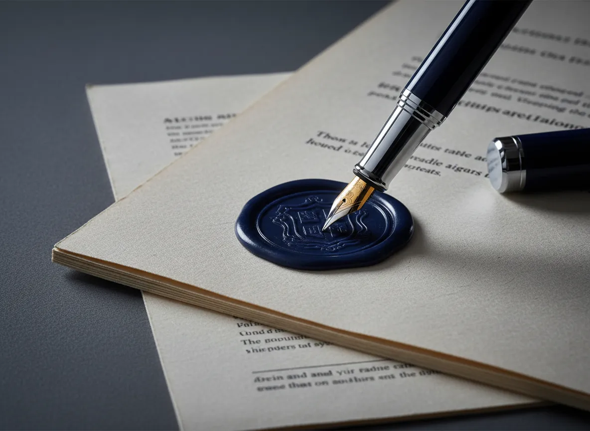 Professional Notary stamping and sealing a legal document