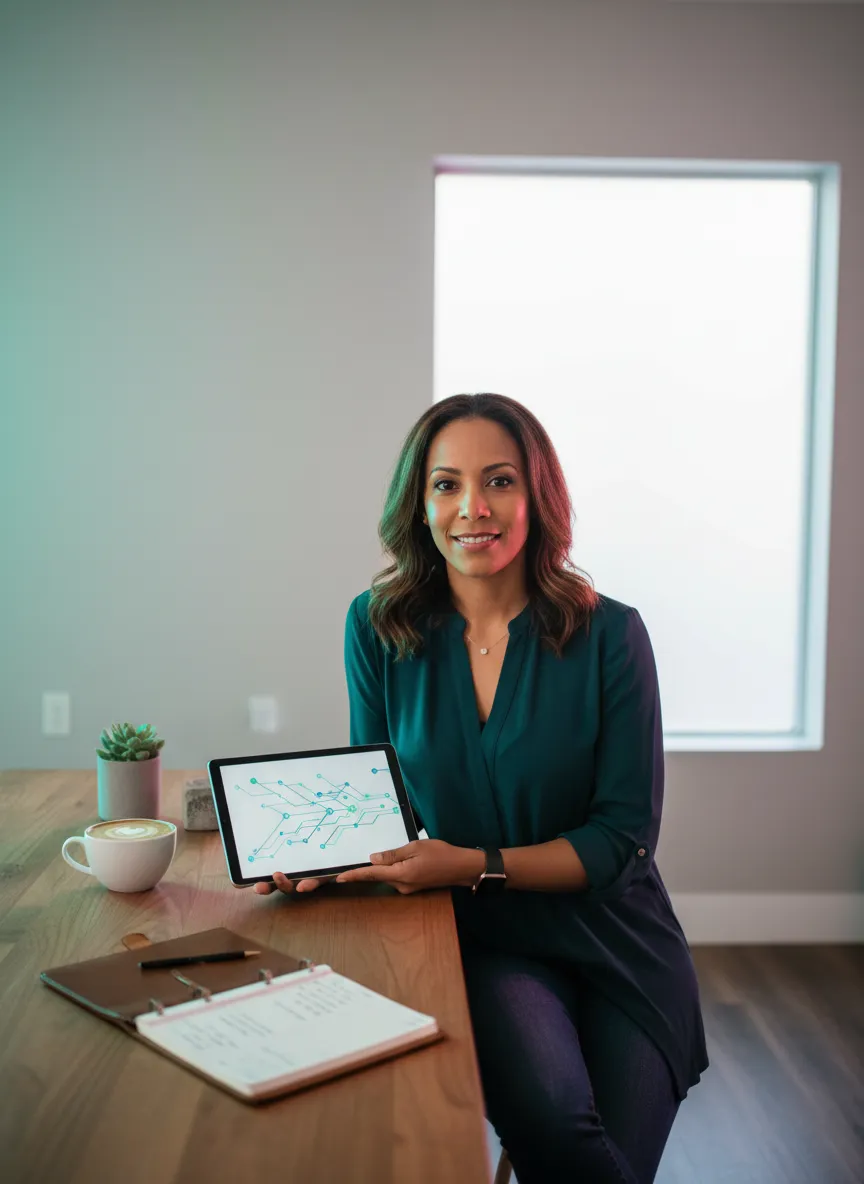 Local business owner confident with automated workflows