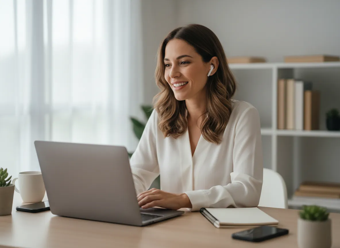 Business owner on video demo call