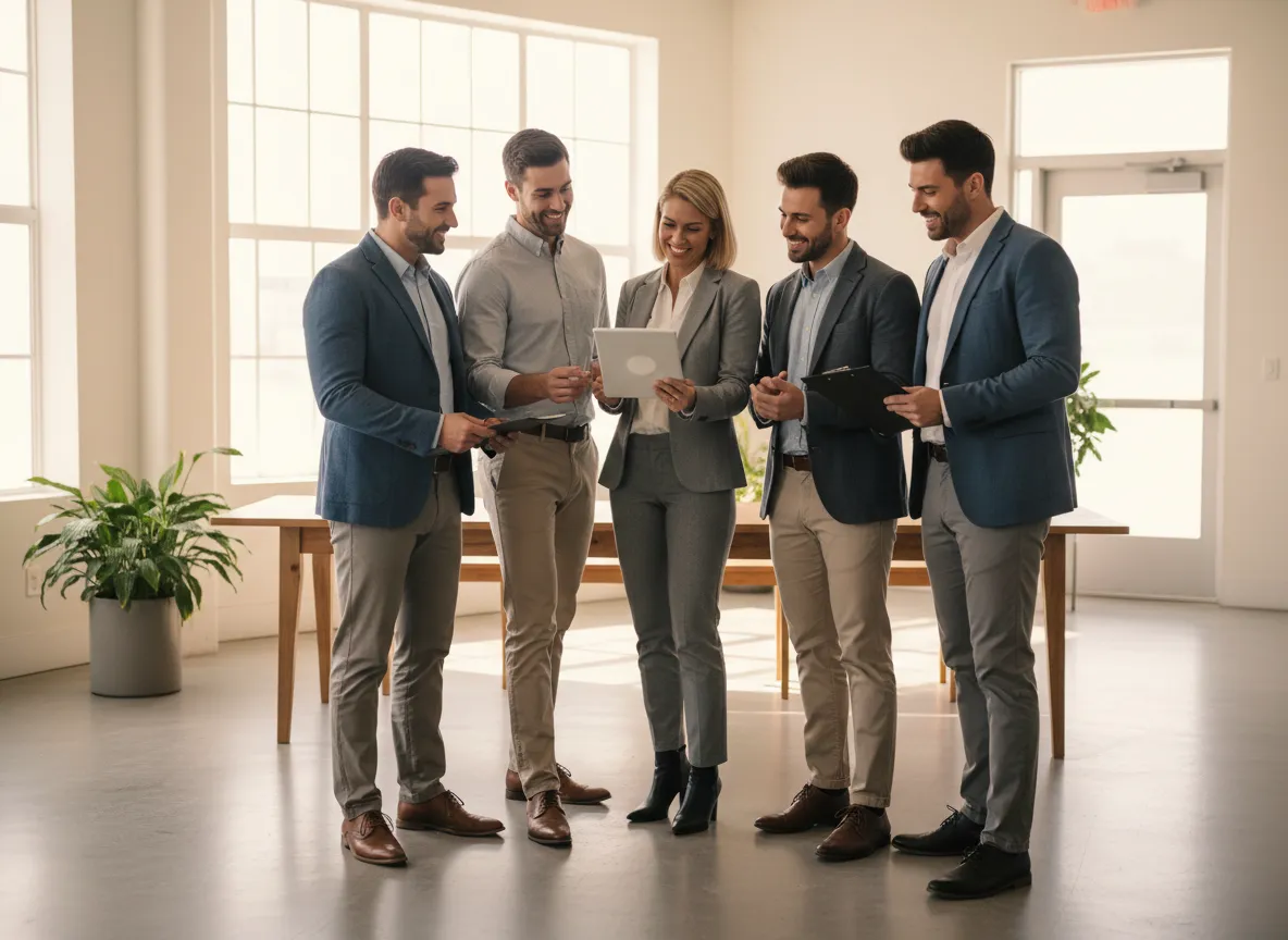 Local service business team working together