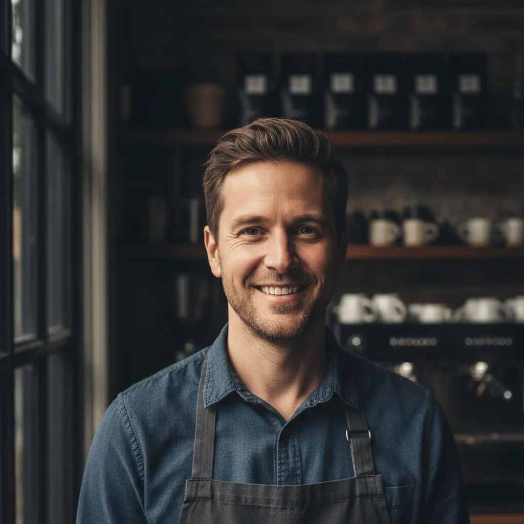 Headshot of R. Patel, local cafe owner