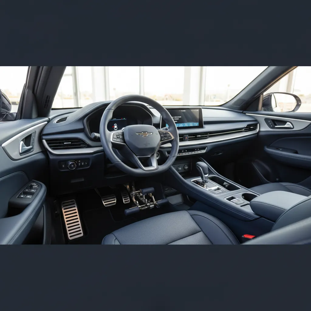 Modern training vehicle interior showing controls